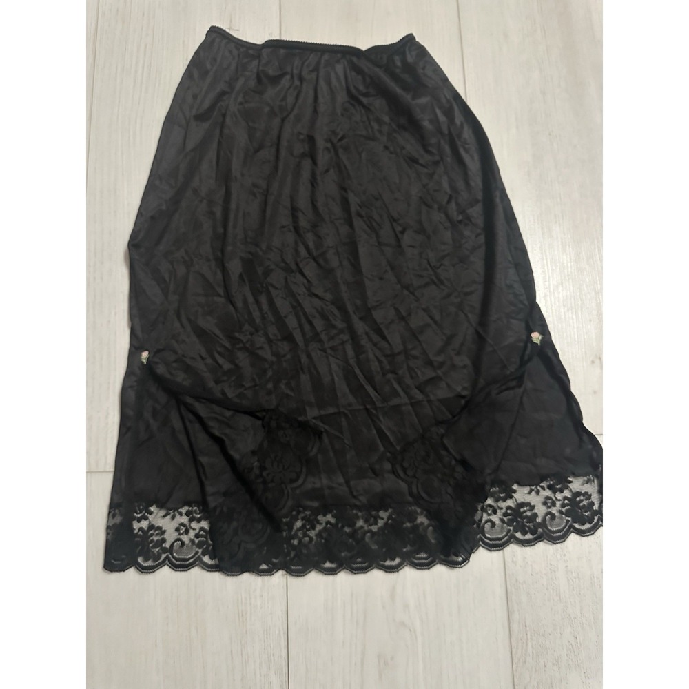 Vintage Maidenform Chantilly Half Slip‎ - Nylon Antron III Sz S Black Side Slits